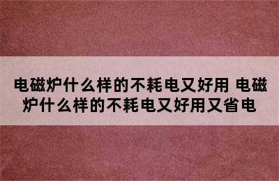 电磁炉什么样的不耗电又好用 电磁炉什么样的不耗电又好用又省电